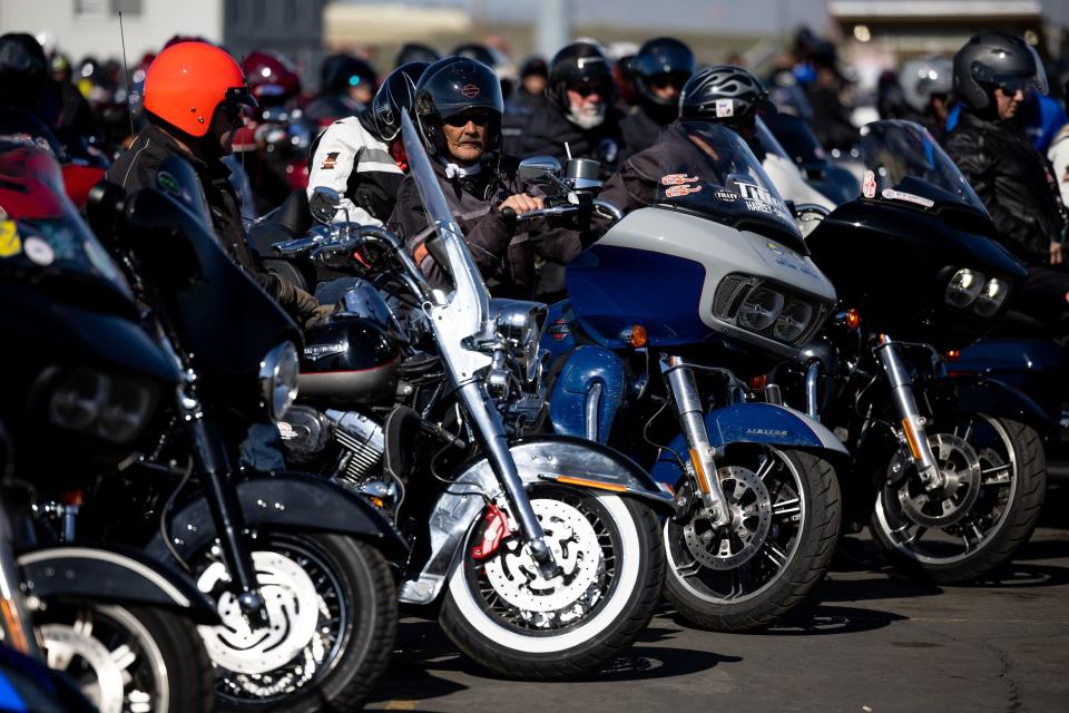 Riders depart Manheim Utah in Woods Cross for a ride to Wendover during the Kyle Petty Charity Ride on Saturday, April 29, 2023. | Spenser Heaps, Deseret News