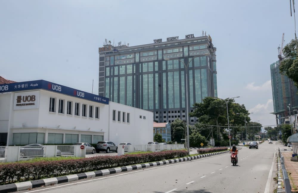 A general view of the Tower Regency Hotel and Apartments in Ipoh April 1, 2020. — Picture by Farhan Najib