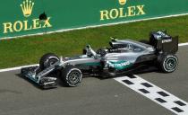 Nico Rosberg pictured crossing the finish line first at the Belgian Grand Prix on August 28, 2016