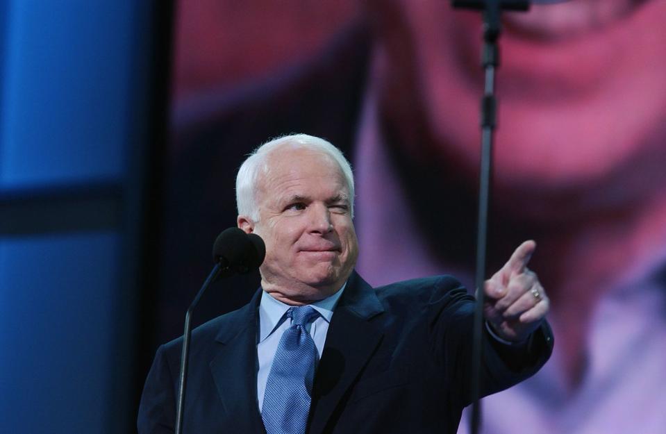<p>McCain addresses delegates during the first day of the 2004 Republican National Convention at Madison Square Garden in New York City. </p>
