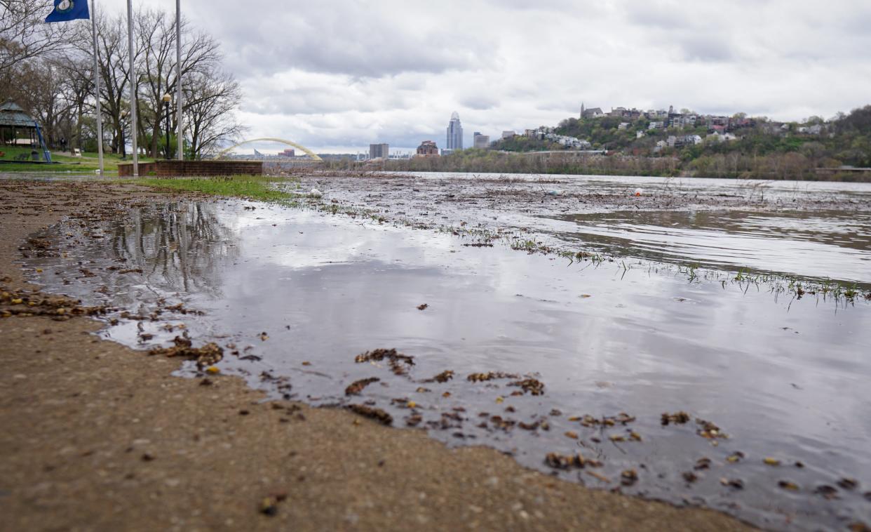 According to the weather service's Advanced Hydrologic Prediction Service, the Ohio River at Cincinnati was at 49.02 feet as of 5 a.m. Thursday, which is considered the action stage.