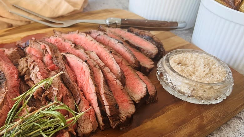 sliced balsamic grilled flank steak