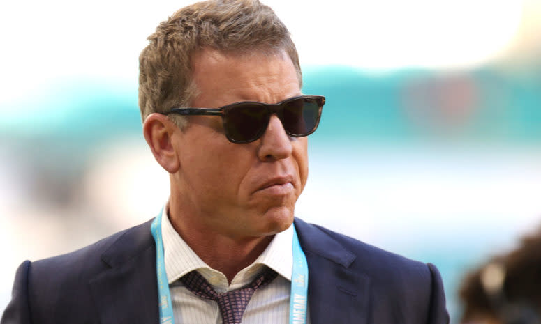 Troy Aikman at the Super Bowl in Miami, Florida.