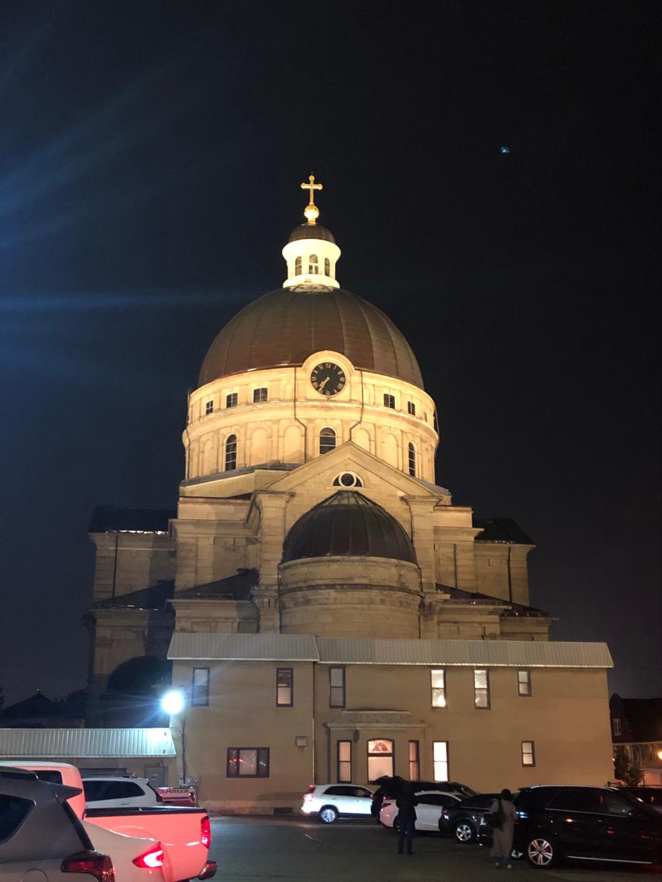 The Basilica of St. Josaphat on Milwaukee's south side is seen illuminated Saturday evening. Parishioners celebrated the completion of a project to light the dome after recent restoration efforts.