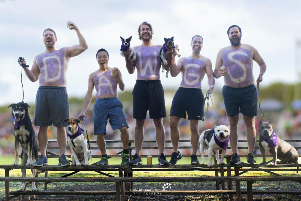 Dad bod (from L to R): Shane, Simon, Jason, Derrick, Jay&nbsp; &nbsp; Dog (L to R): County Road with Astasia's Angels (with Shane), April with Rescue Row (with Simon), Jensen with Astasia's Angels and Sammy with Rescue Row (both with Jason), Buster with The Love Pit (with Derrick), Dozer with The Love Pit (with Jay)
