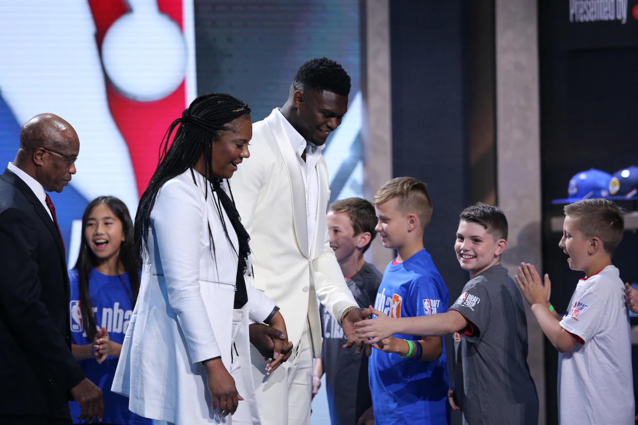 Even with the knowledge he'd be the top pick in the draft, the emotion of seeing his life's dream realized was an emotional moment for Zion Williamson. (Reuters)