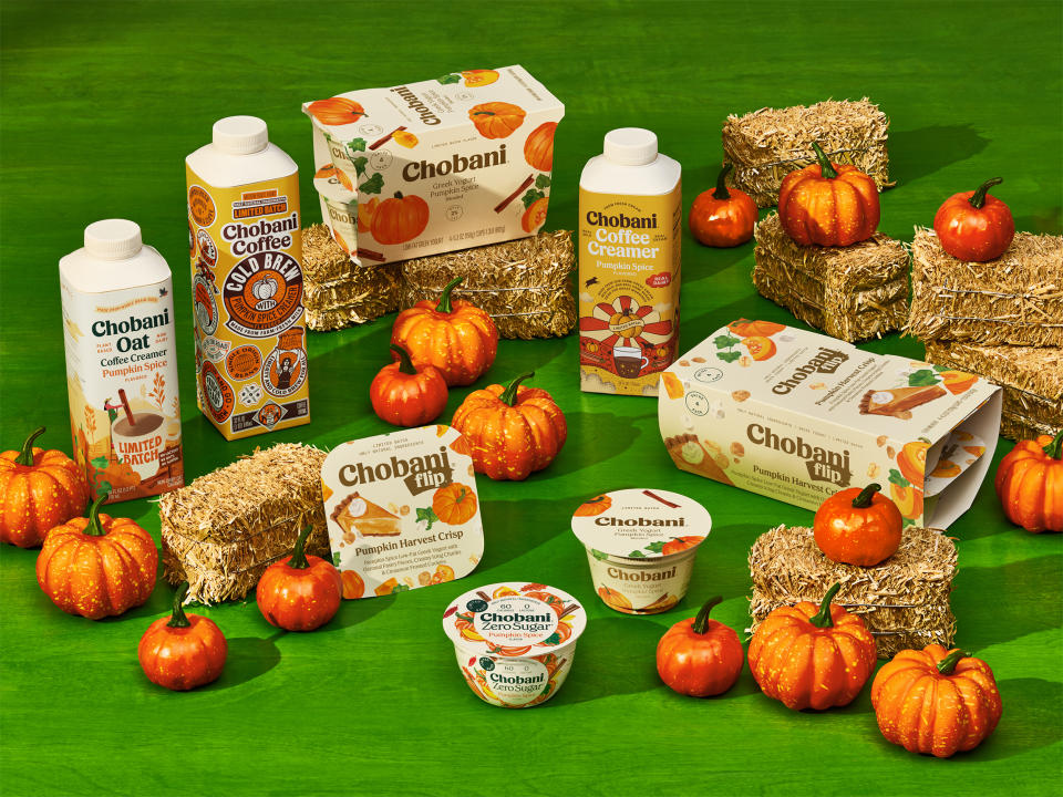 A spread of Chobani's new and returning pumpkin spiced faves. (Chobani)