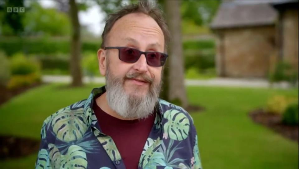 Myers pictured during filming of ‘Hairy Bikers Go West’ in 2023 (The Hairy Bikers Go West, BBC)