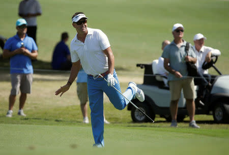 Golf - Australian Open Golf Tournament - Sydney, Australia - 20-11-2016 Australia's Robert Allenby reacts to a wayward shot during the final round of the Australian Open in Sydney. REUTERS/Jason Reed