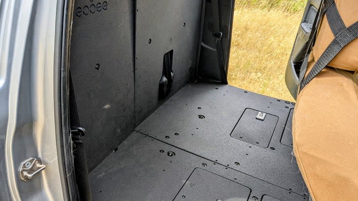 <span class="article__caption">The Goose Gear plate system replaces the rear seats with flat, even load surface. This adds a considerable amount of space, in a shape that’s actually useful. </span>