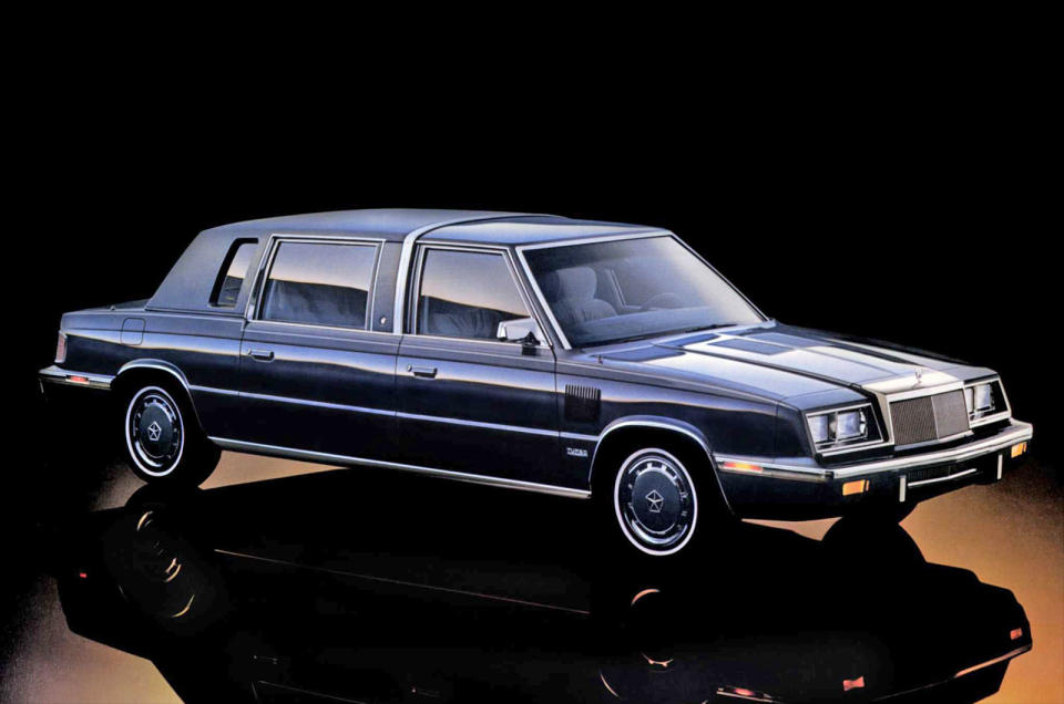 <p>From the unlikely material of the second-generation <strong>LeBaron</strong>, Chrysler devised the Executive, available as a <strong>long-wheelbase saloon</strong> or an even longer, seven-seat<strong> limousine</strong> (pictured). In each case the fabrication was done by the <strong>American Sunroof Company</strong>, whose ability clearly extended well beyond making sunroofs.</p><p>A<strong> 2.6-litre</strong> engine supplied by Mitsubishi and Chrysler’s own <strong>2.2-litre</strong> turbo, both with four cylinders, were the only options. Neither was particularly powerful, though high performance wasn’t really the point of the car. Clearly a niche model, it was in full-scale production only from 1984 to 1986, during which period fewer than 1500 examples were built.</p>