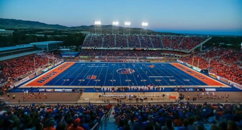 Boise State’s famed blue turf was installed in 1986.