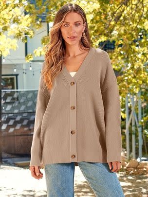 An oversized, lightweight knit button-up cardigan for 40% off