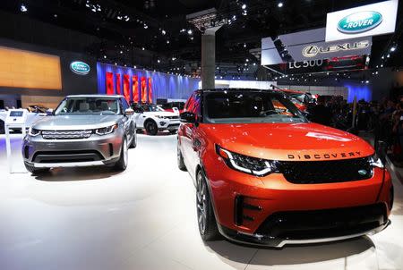 The 2017 Land Rover Discovery is pictured at the 2016 Los Angeles Auto Show in Los Angeles, California, U.S November 16, 2016. REUTERS/Mike Blake/File Photo