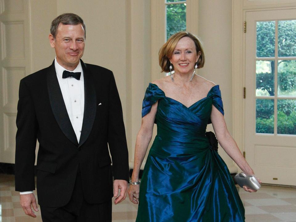 Supreme Court Chief Justice John Roberts and his wife Jane Roberts arrive for a State Dinner hosted by President Barack Obama and first lady Michelle Obama in honor of German Chancellor Angela Merkel at the White House in Washington, Tuesday, June 7, 2011.