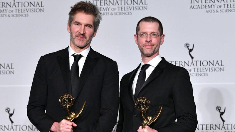 David Benioff and D.B. Weiss at the 2019 International Emmy Awards Gala in New York City