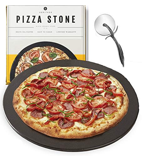 16) Ceramic Pizza Stone and Pizza Cutter Wheel