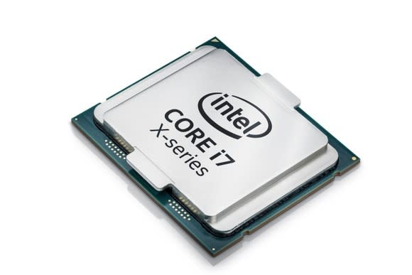 An Intel processor against a white background.