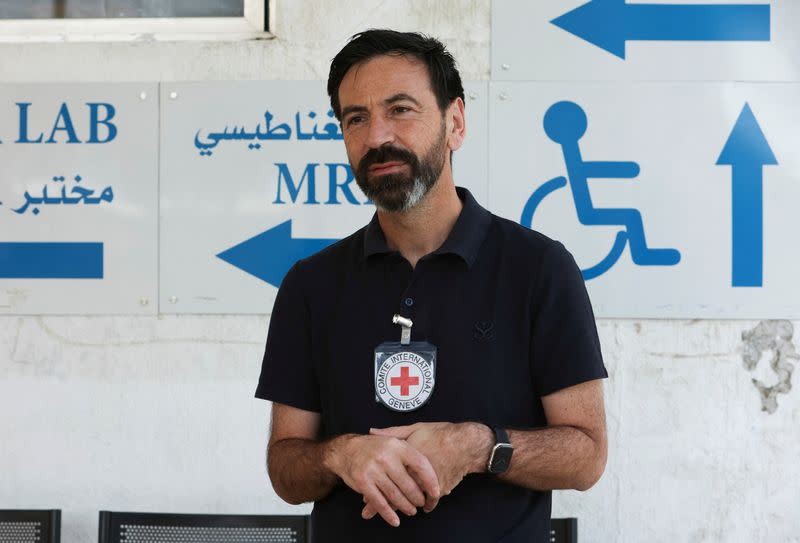 The Middle East chief of The International Committee of the Red Cross, Fabrizio Carboni, attends an interview with Reuters at Marjayoun Hospital, in Marjayoun