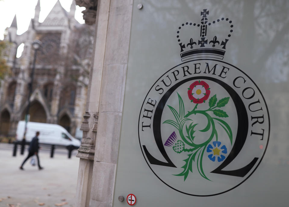 The UK Supreme Court in Parliament Square, Westminster, on the first day of the hearing to consider whether Shamima Begum should be allowed to return to the UK to appeal against the deprivation of her British citizenship.