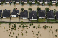 <p>Residential neighborhoods near the Interstate 10 sit in floodwater in the wake of Hurricane Harvey on August 29, 2017 in Houston, Texas. (Photo: Marcus Yam / Los Angeles Times via Getty Images) </p>