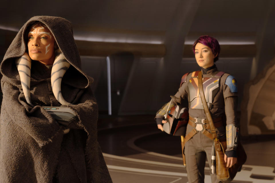 (L-R): Ahsoka Tano (Rosario Dawson) and Sabine Wren (Natasha Liu Bordizzo) (Disney+/PA)