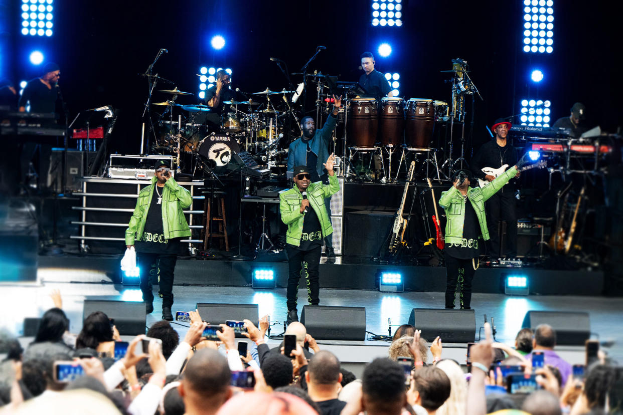 Musicians Mr Dalvin, K-Ci and JoJo of Jodeci perform onstage during Juneteenth: A Global Celebration For Freedom at The Greek Theatre on June 19, 2023 in Los Angeles, California. Scott Dudelson/Getty Images