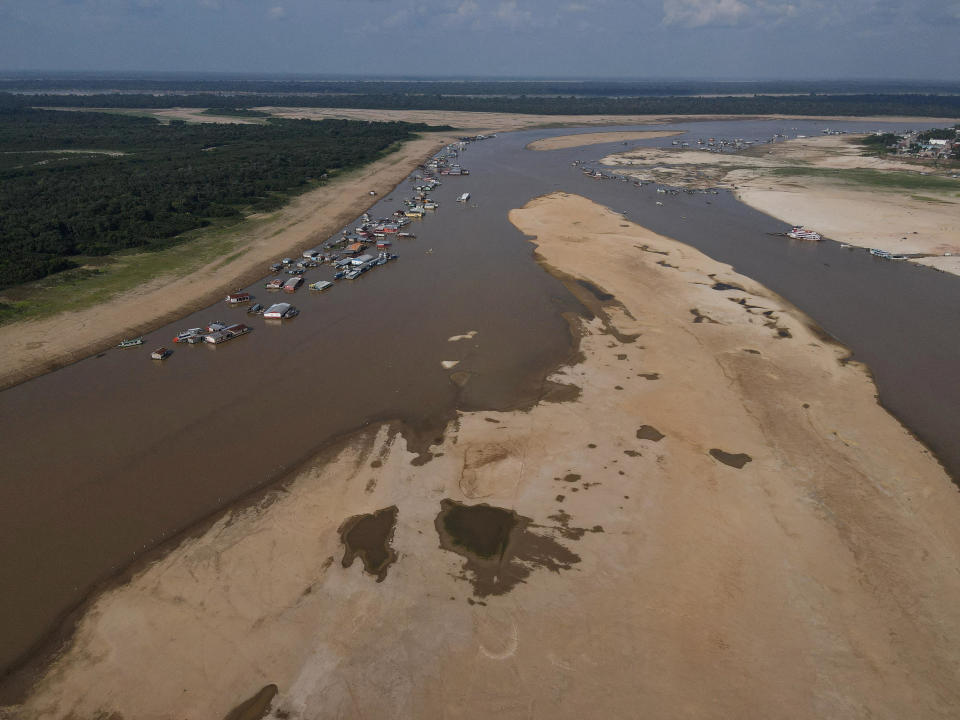 A general view of Tefe lake, which flows into the Solimoes river, that has been affected by the high temperatures and drought in Tefe, Amazonas state, Brazil, October 1, 2023. / Credit: BRUNO KELLY / REUTERS