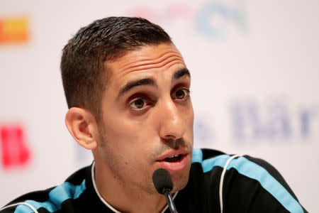 Motor Racing - Formula E - Zurich E-Prix - Zurich, Switzerland - June 9, 2018. Driver Sebastien Buemi of Team Renault e.dams speaks at a news conference ahead of the ABB FIA Formula E Championship race in Zurich. REUTERS/Moritz Hager