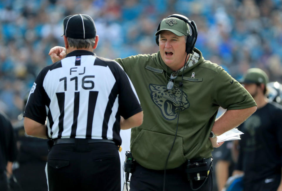 It’s been a rough year for Doug Marrone, but he’ll reportedly be back in 2019. (Getty)