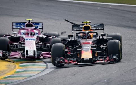 Ocon and Verstappen collide - Credit: Getty Images