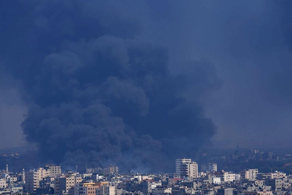 PHOTO: Smoke rises following Israeli airstrikes in Gaza City, Oct. 11, 2023. (Adel Hana/AP)