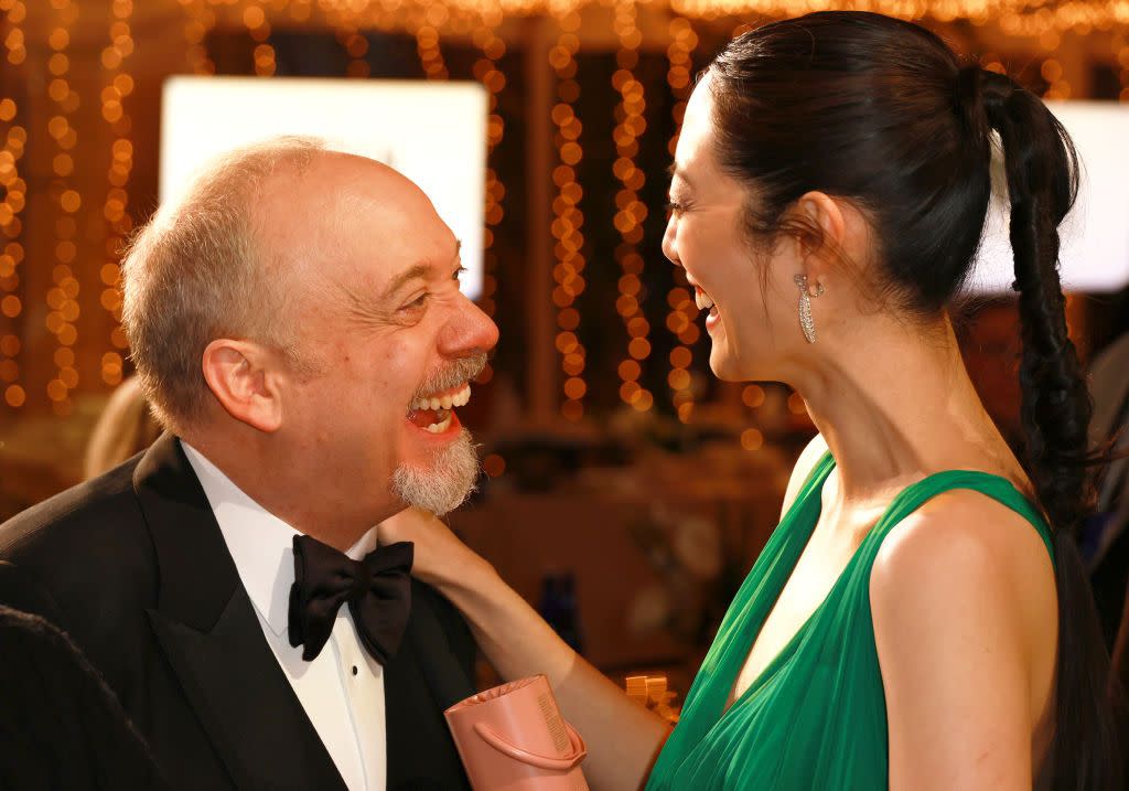 paul giamatti and clara wong at 2024 billboard golden globes after party