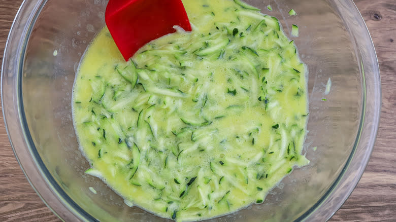 zucchini and egg mixture in bowl