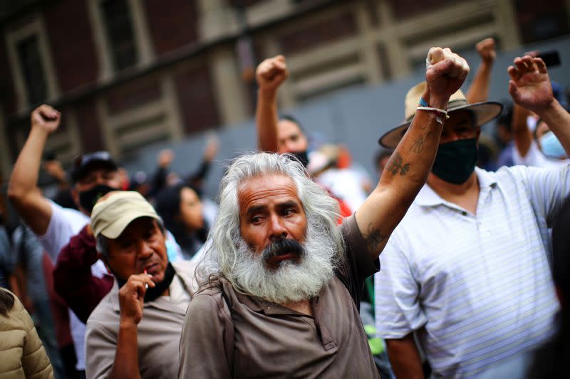 Relatives of the 43 missing students of the Ayotzinapa Teacher Training College march on the 6th anniversary of their disappearance, in Mexico City