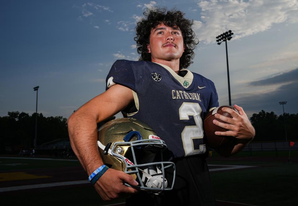 Cathedral's Danny O'Neil poses for a photo Wednesday, July 26, 2023, at Brebeuf Jesuit Preparatory School in Indianapolis.  