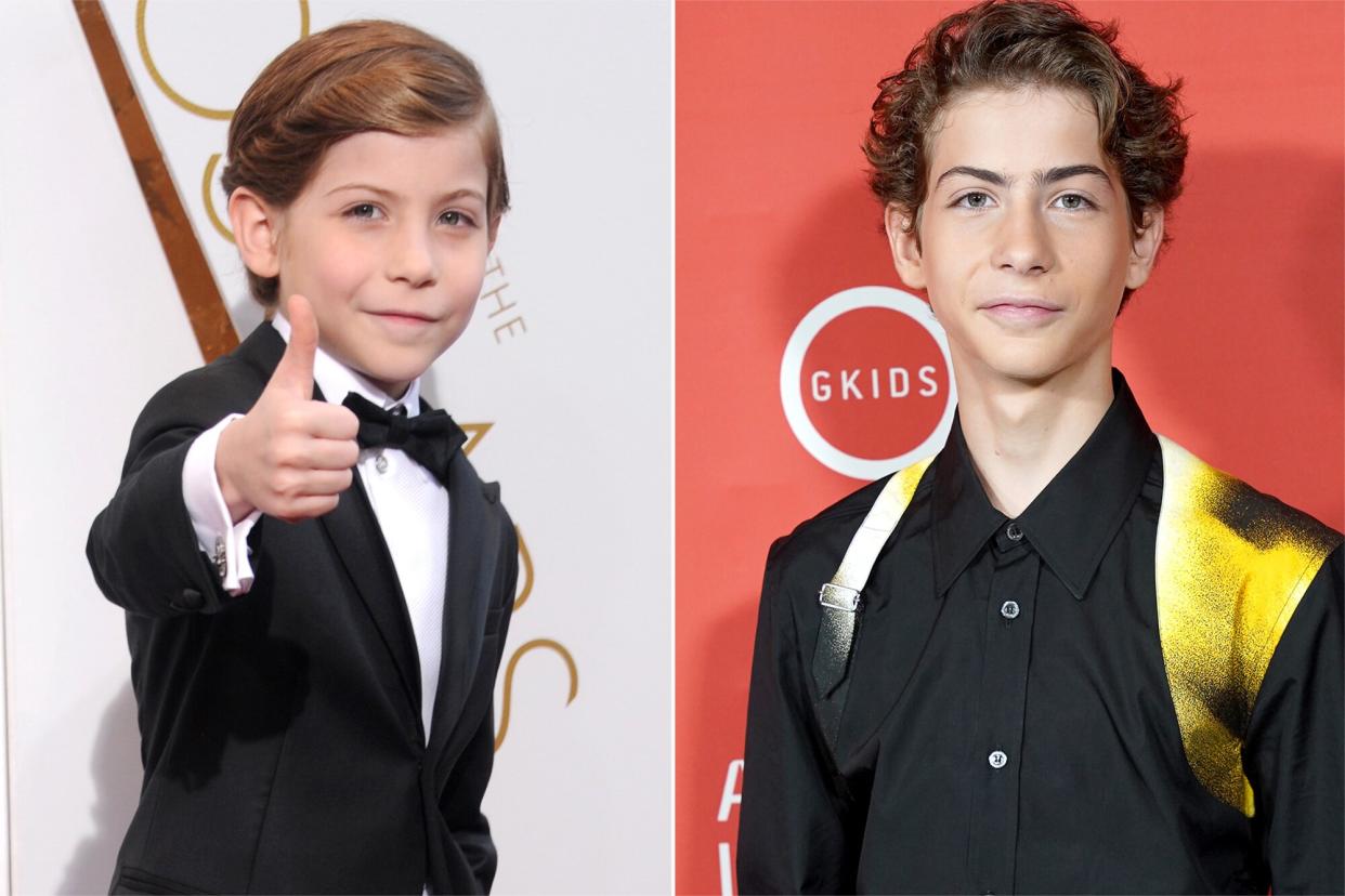 Jacob Tremblay arrives at the 88th Annual Academy Awards at Hollywood & Highland Center on February 28, 2016 in Hollywood, California; Jacob Tremblay attends Netflix's My Father's Dragon Animation is Film Premiere at TCL Chinese 6 Theatres on October 22, 2022 in Hollywood, California.