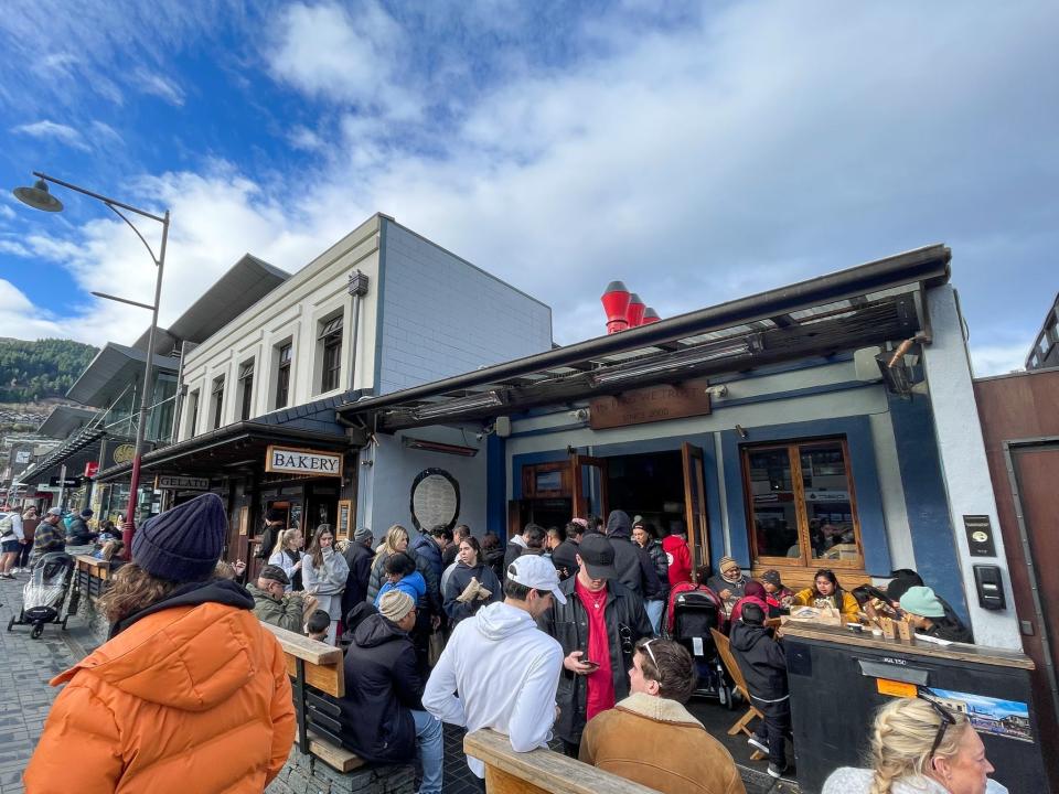 A crowd outside Fergburger in Queenstown, New Zealand.