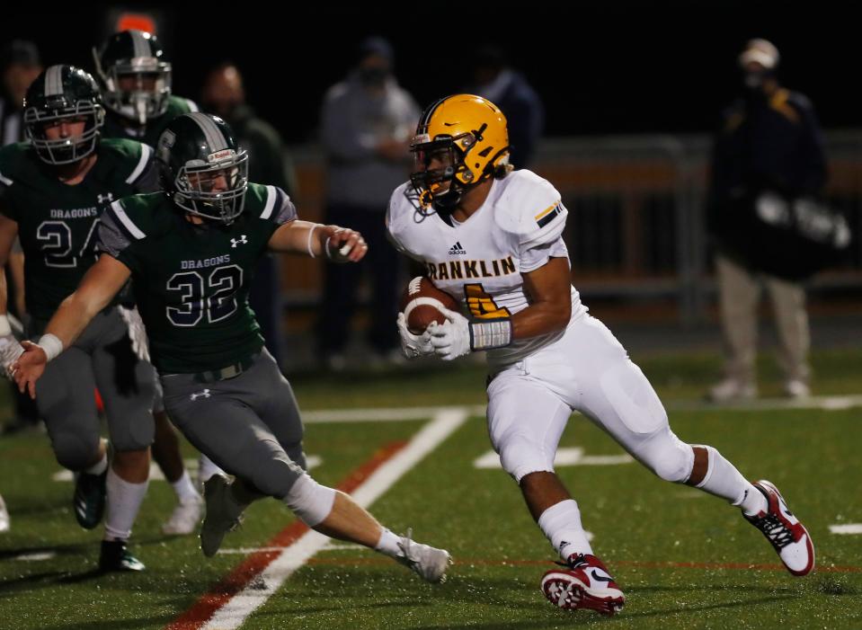 Franklin County's Kaden Moorman runs against South Oldham.11/06/20