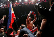 Boxing - WBA Welterweight Title Fight - Manny Pacquiao v Lucas Matthysse - Axiata Arena, Kuala Lumpur, Malaysia - July 15, 2018 Manny Pacquiao celebrates after defeating Lucas Matthysse REUTERS/Lai Seng Sin