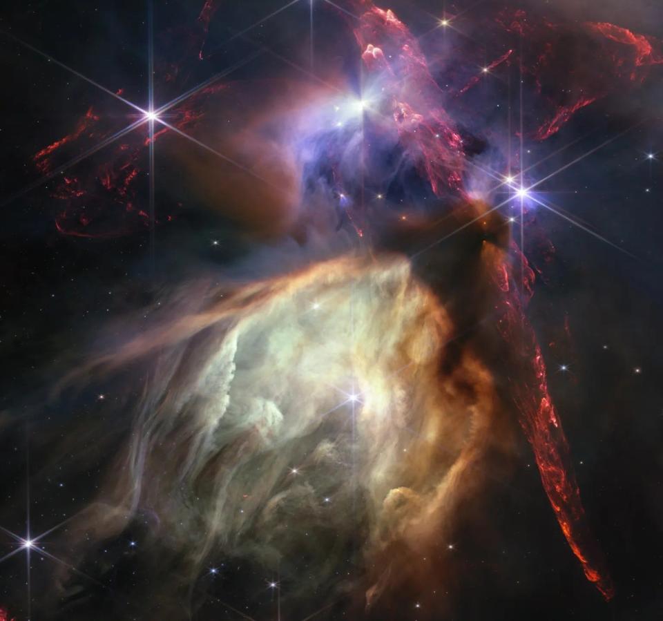 NASA's James Webb Space Telescope displays star birth in the the Rho Ophiuchi cloud complex.