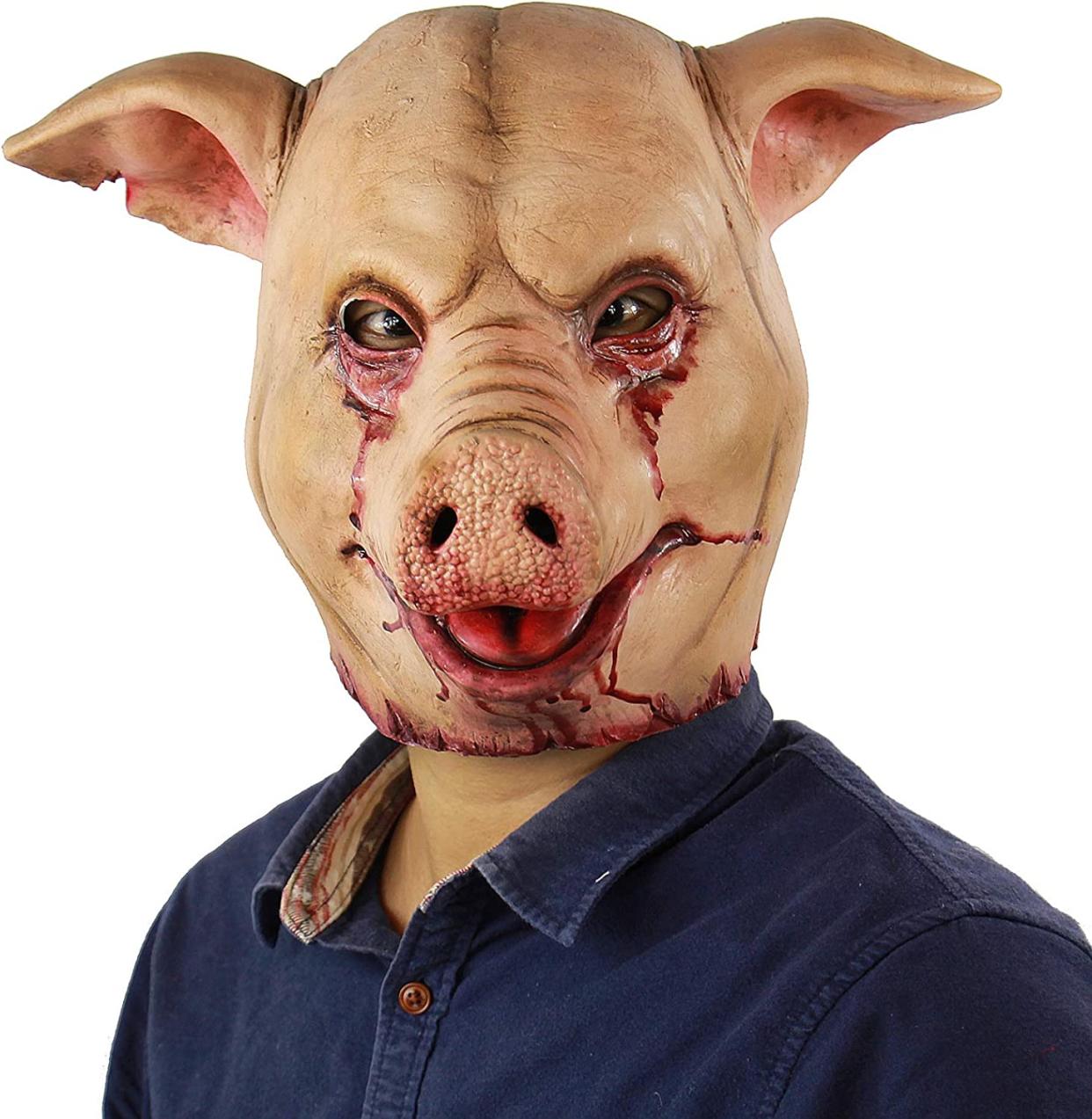 latex bloody pig mask, scary halloween costumes