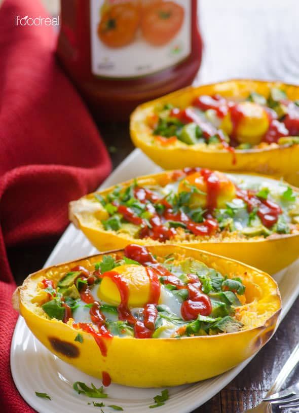 Avocado and Egg Spaghetti Squash Boats