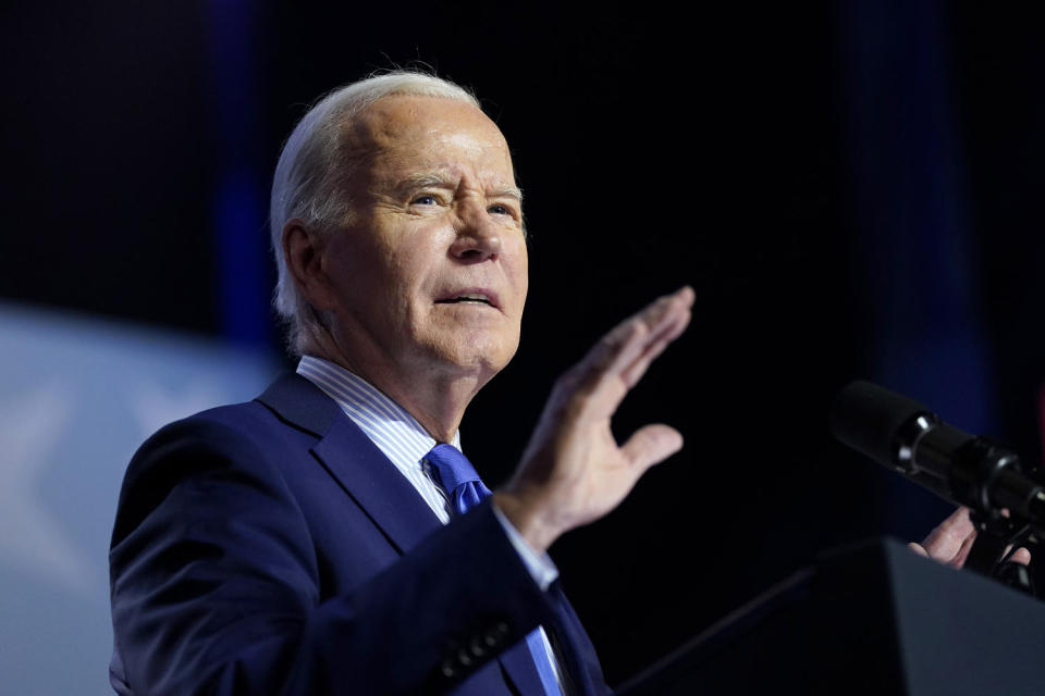 President Joe Biden speaks at George Mason University in Manassas, Va., Tuesday, Jan. 23, 2024. (Susan Walsh / AP)