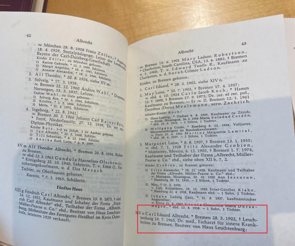 <span>Deutsches Geschlechterbuch,volume 187, p. 43. The red square was added by AFP. Photo taken by AFP on March 6, 2024</span><div><span>Rossen BOSSEV</span><span>AFP</span></div>