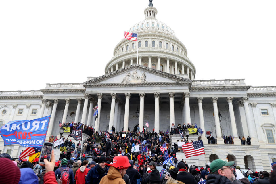 Protesters gather on the U.S. Capitol Building on January 06, 2021 in Washington, DC.<span class="copyright">Tasos Katopodis/Getty Images</span>