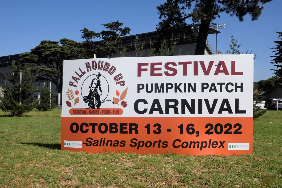 Salinas Sports Complex displays banner promoting 2022 Fall Round Up event in Salinas, Calif.