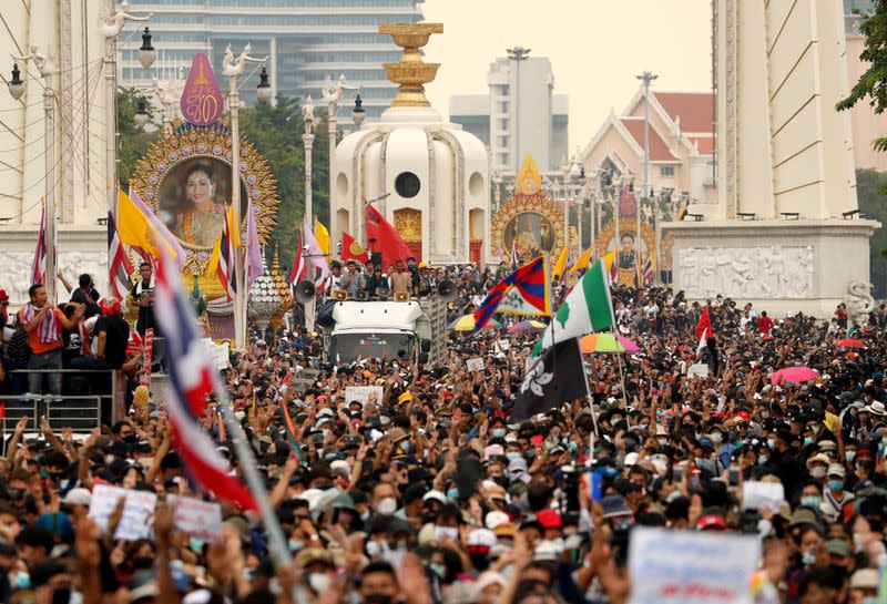 FILE PHOTO: Thai anti-government mass protest, on the 47th anniversary of the 1973 student uprising, in Bangkok