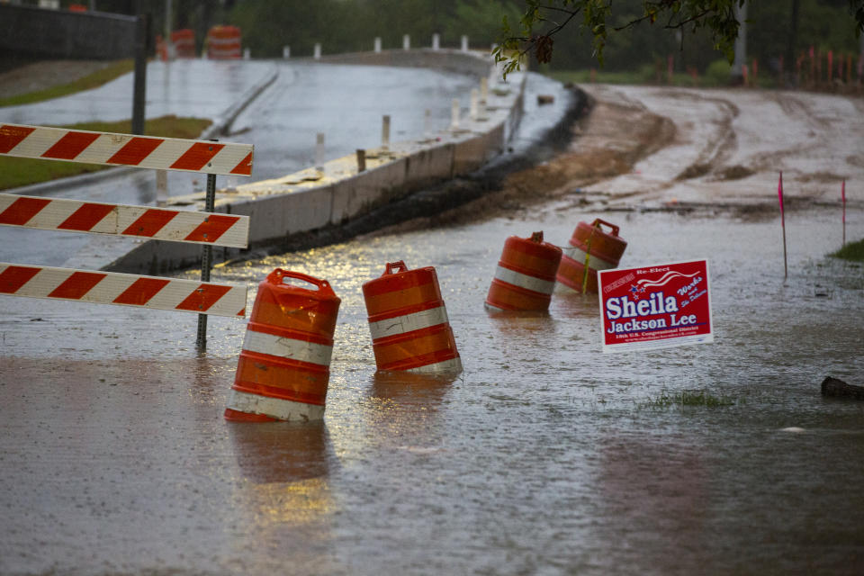 Flooding on S MacGregor Way during Tropical Storm Beta Tuesday, Sept. 22, 2020, in Houston. (Marie D. De Jesús/Houston Chronicle via AP)