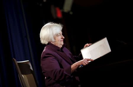 Federal Reserve Chair Janet Yellen attends a news conference after chairing the second day of a two-day meeting of the Federal Open Market Committee to set interest rates in Washington June 17, 2015. REUTERS/Carlos Barria